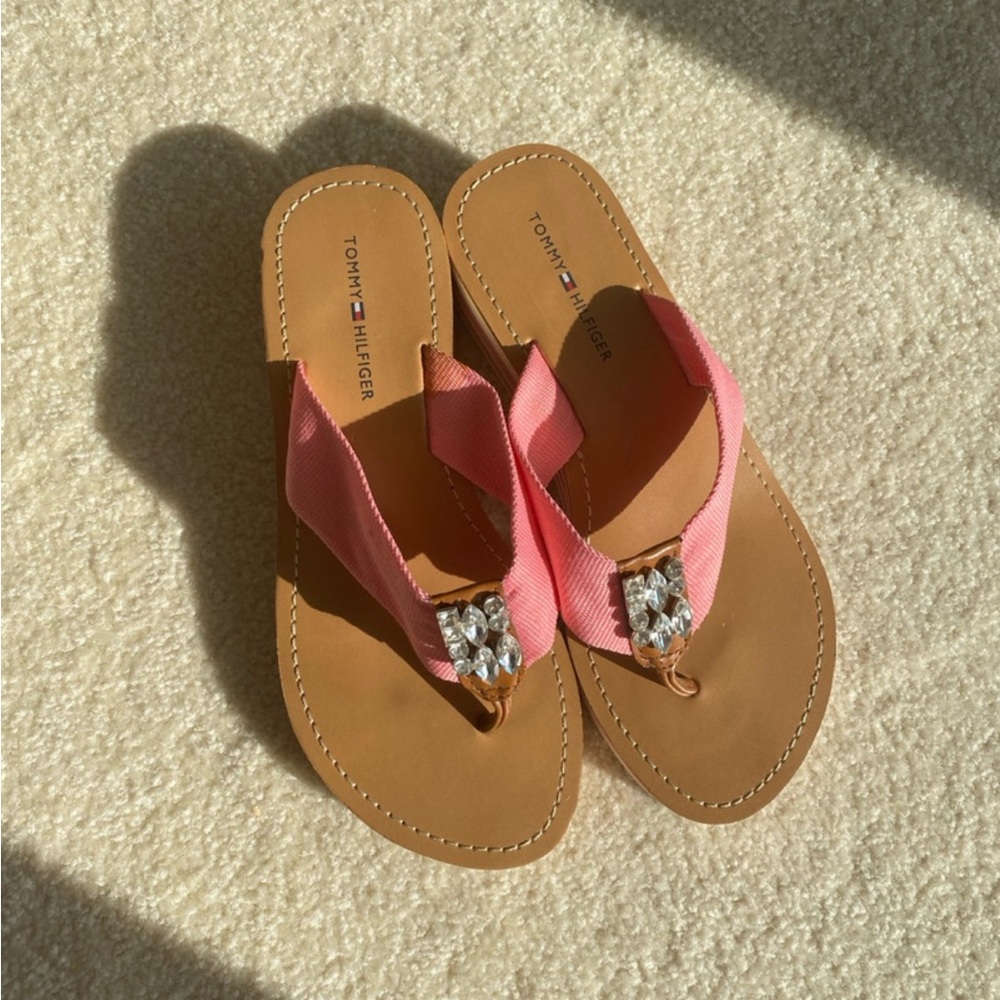 【Brand New】Tommy Hilfiger Pink and Brown Women's Sandals